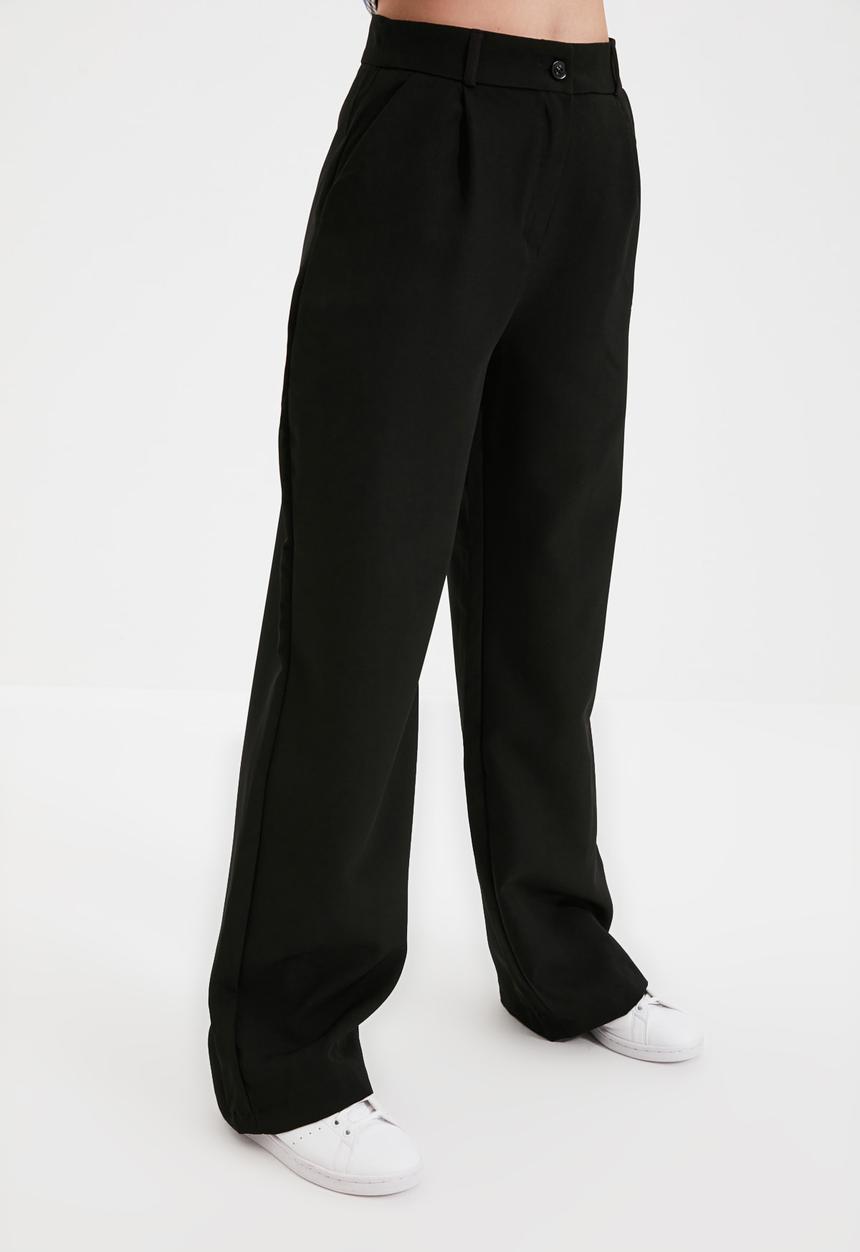Trendyol - Wide leg pleated trousers - black