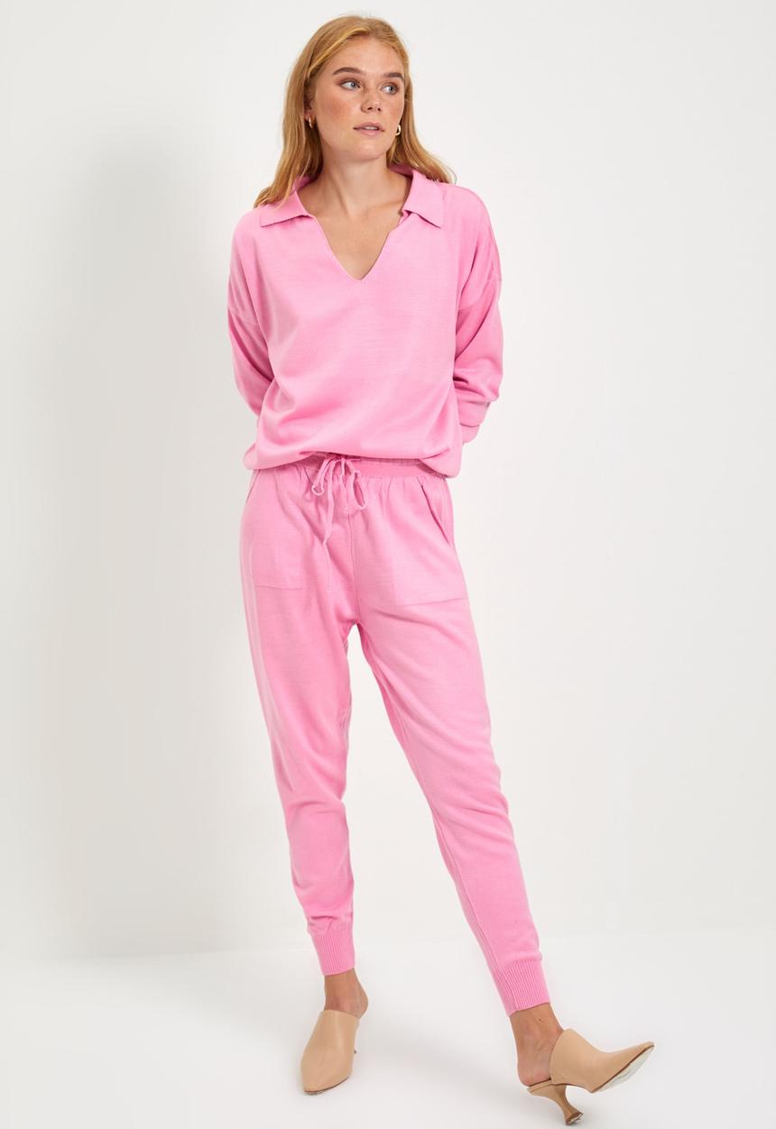 Trendyol - Polo collar bottom-top set - pink