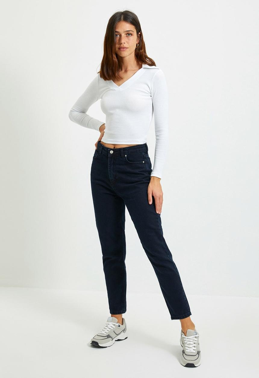 Trendyol - High waist mom jeans - navy