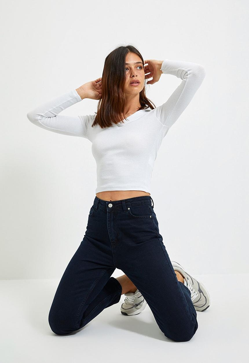 Trendyol - High waist mom jeans - navy