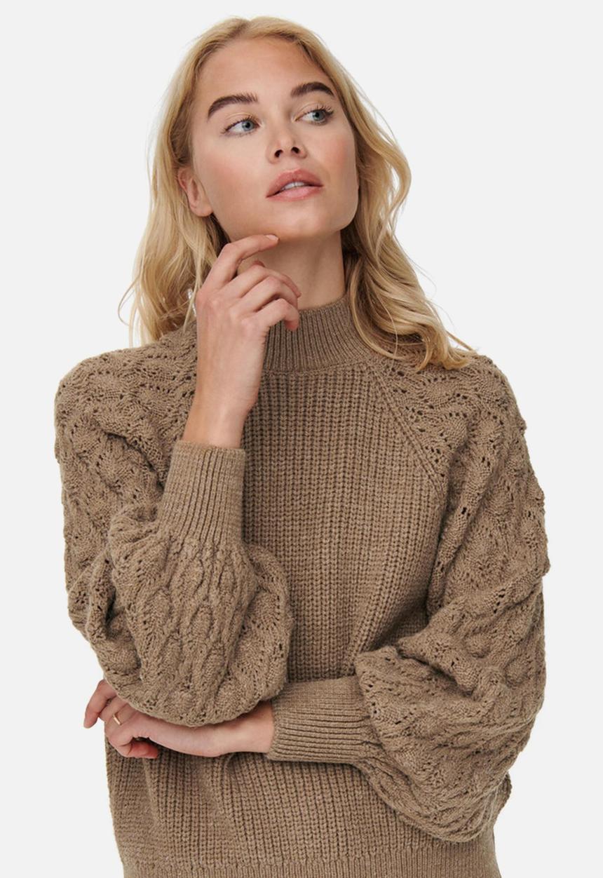 ONLY - Freeze long sleeve highneck pullover knit - tannin