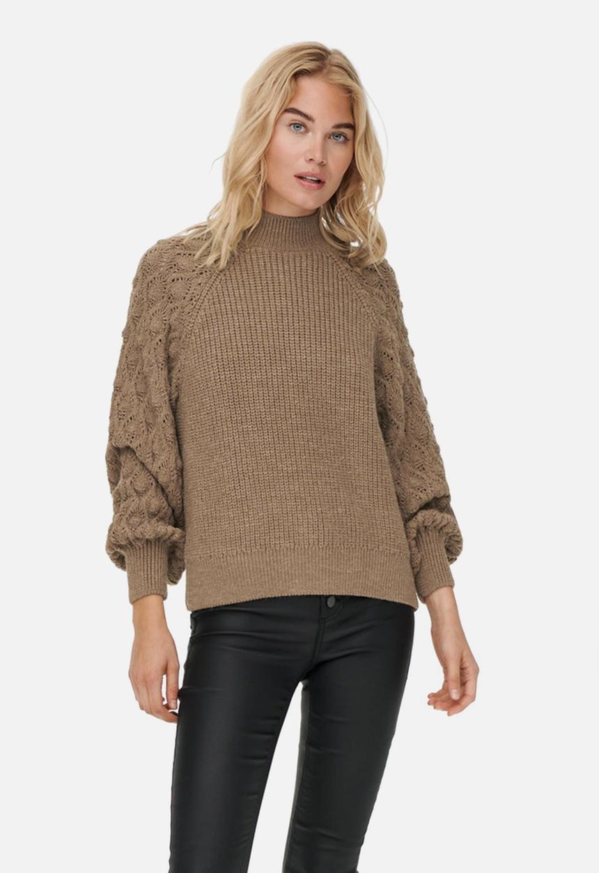 ONLY - Freeze long sleeve highneck pullover knit - tannin