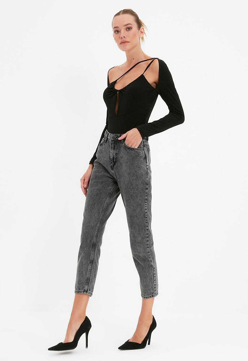 Trendyol - High waist mom jeans - anthracite