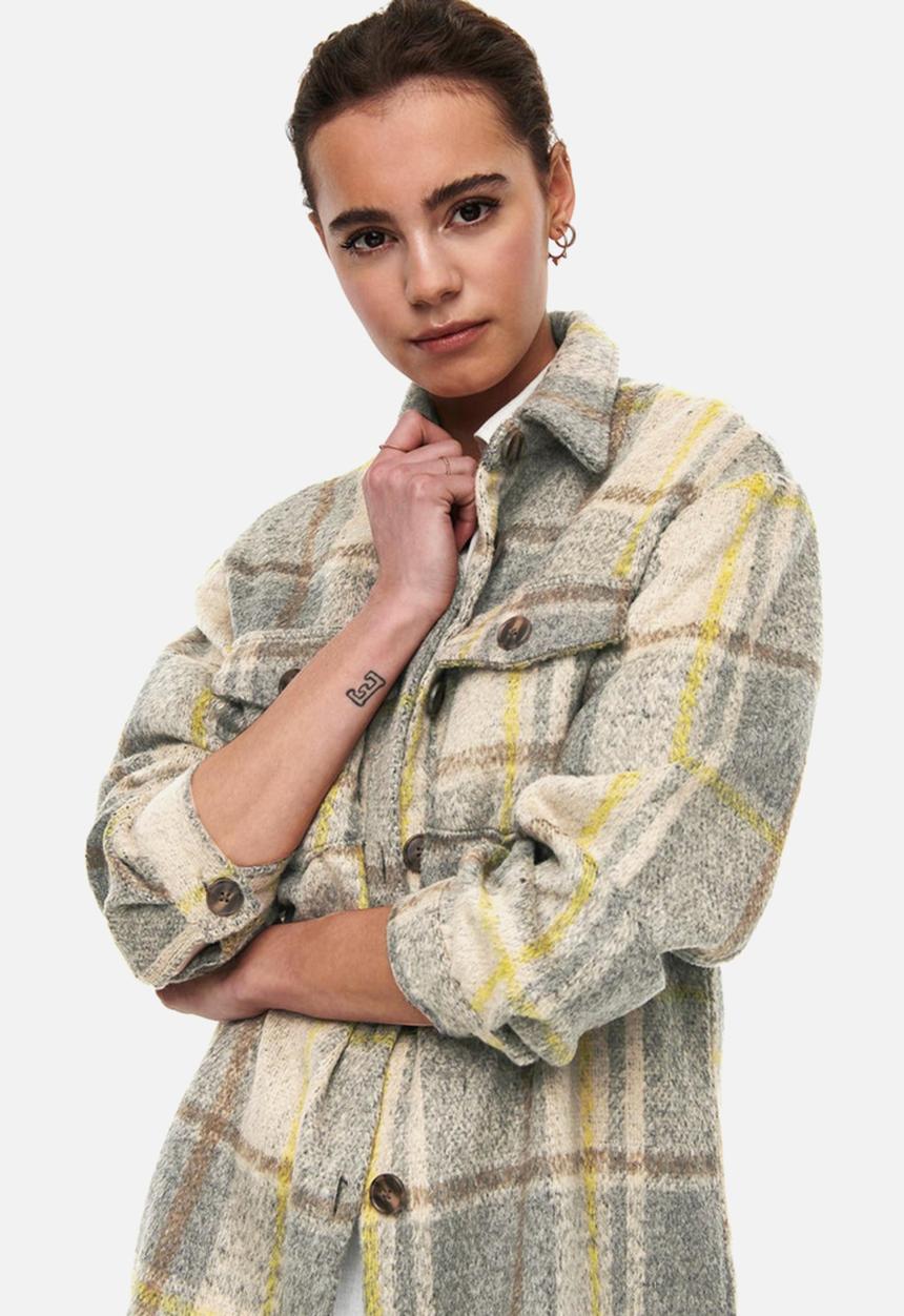 ONLY - Robyn-dina long sleeve long check shacket - multi 