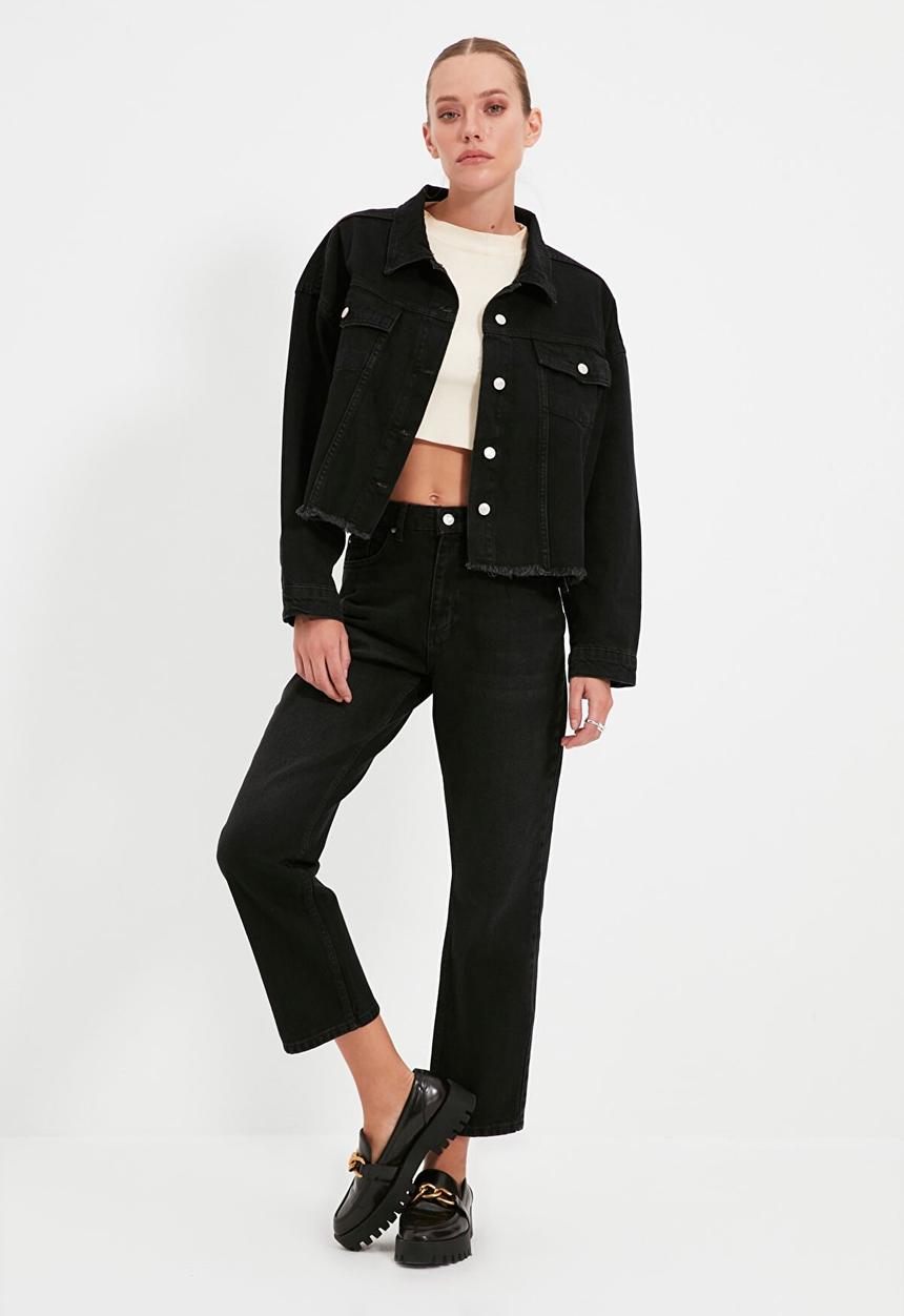 Trendyol - High waist straight jeans - black