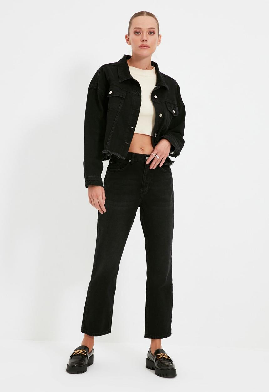 Trendyol - High waist straight jeans - black