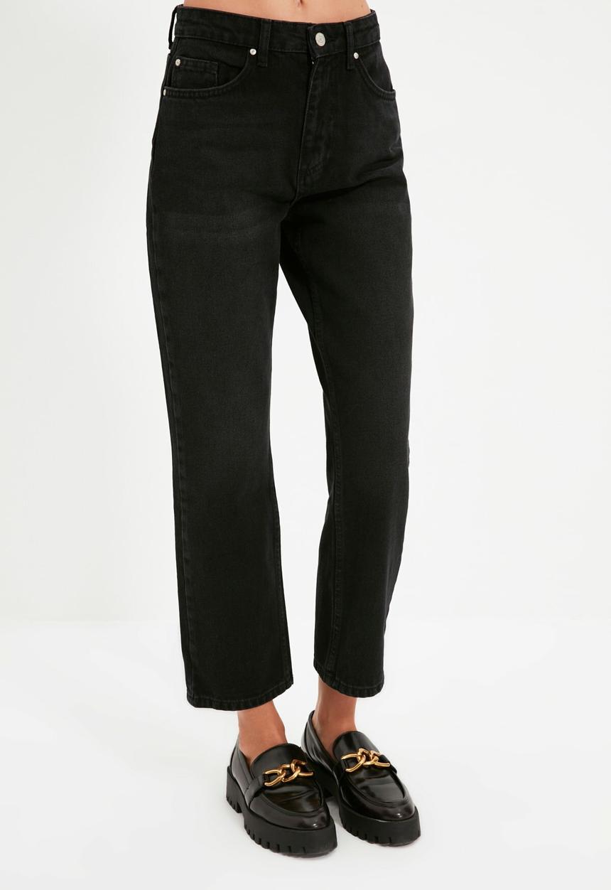 Trendyol - High waist straight jeans - black