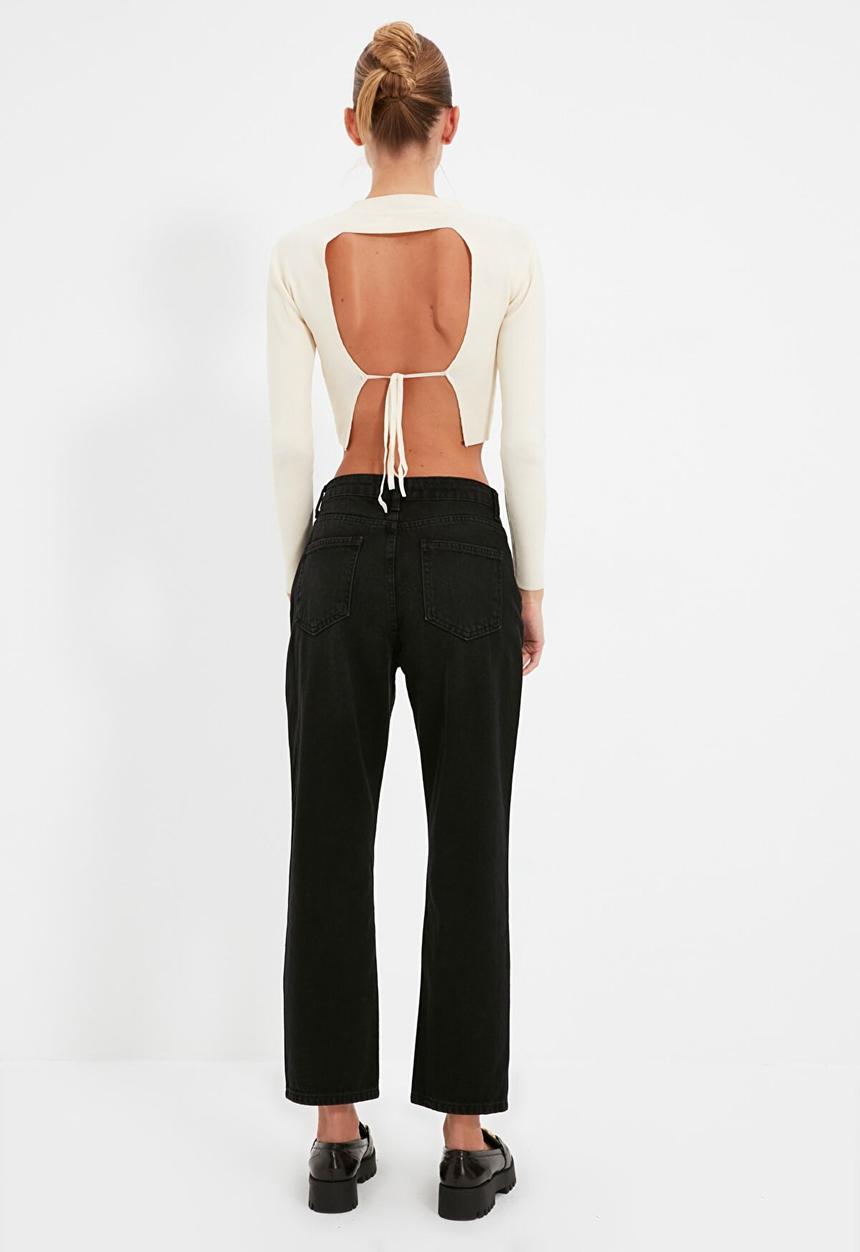 Trendyol - High waist straight jeans - black