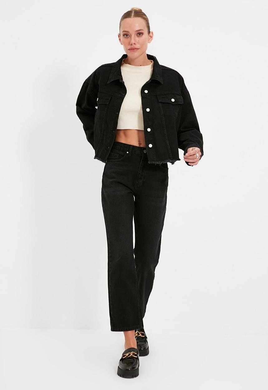 Trendyol - High waist straight jeans - black