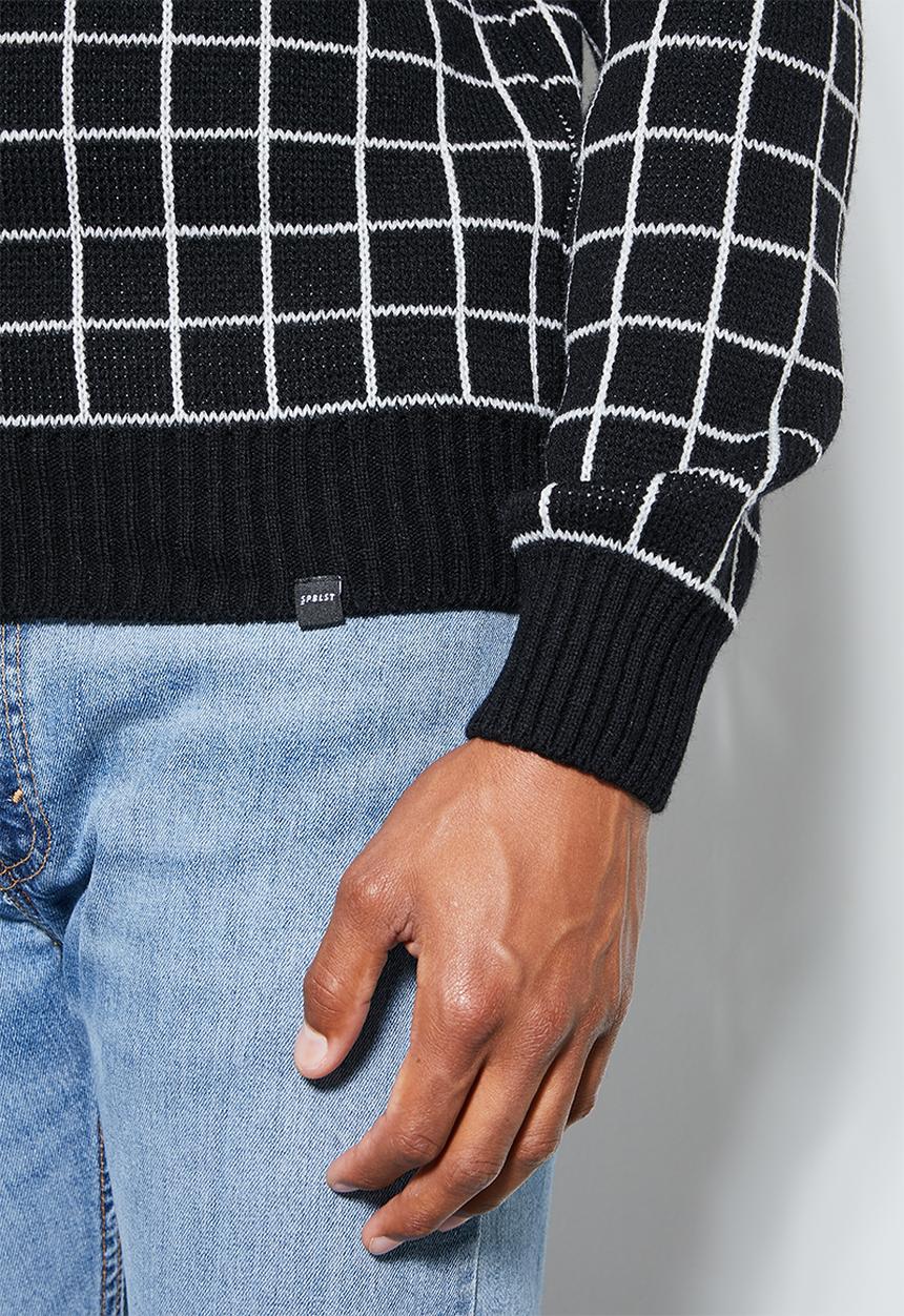 Superbalist - Check pattern roll neck knit - black/white