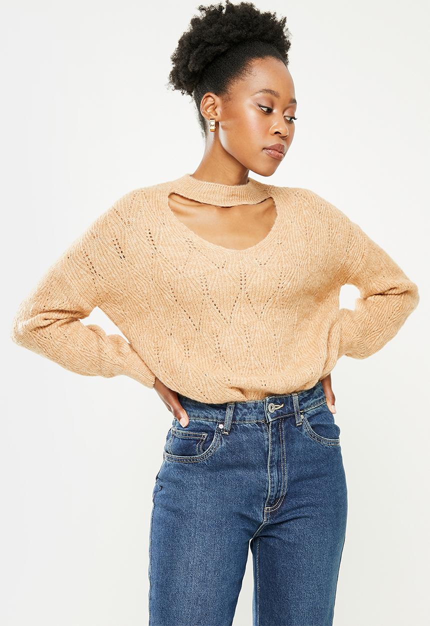 Trendyol - Collar detailed knitwear sweater - camel