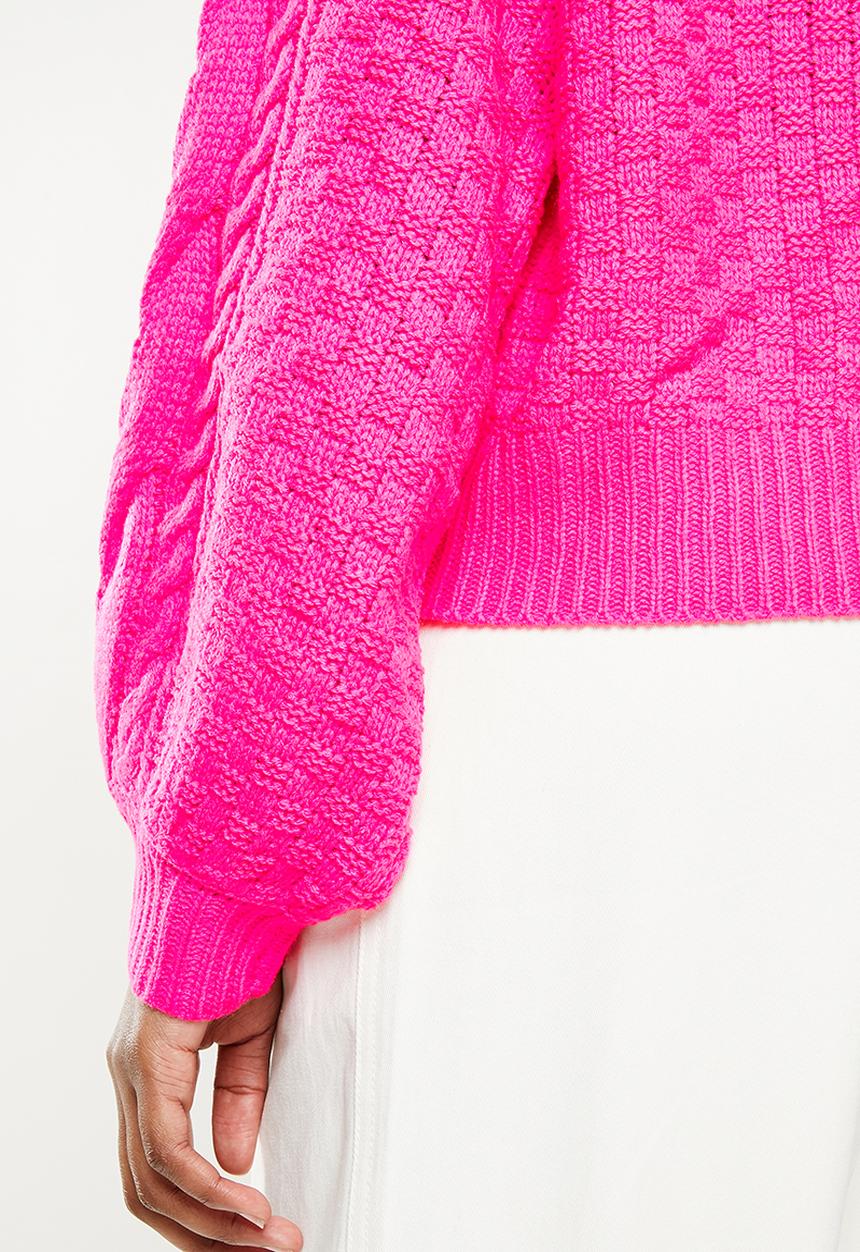 dailyfriday - Cable knit jersey - bright pink