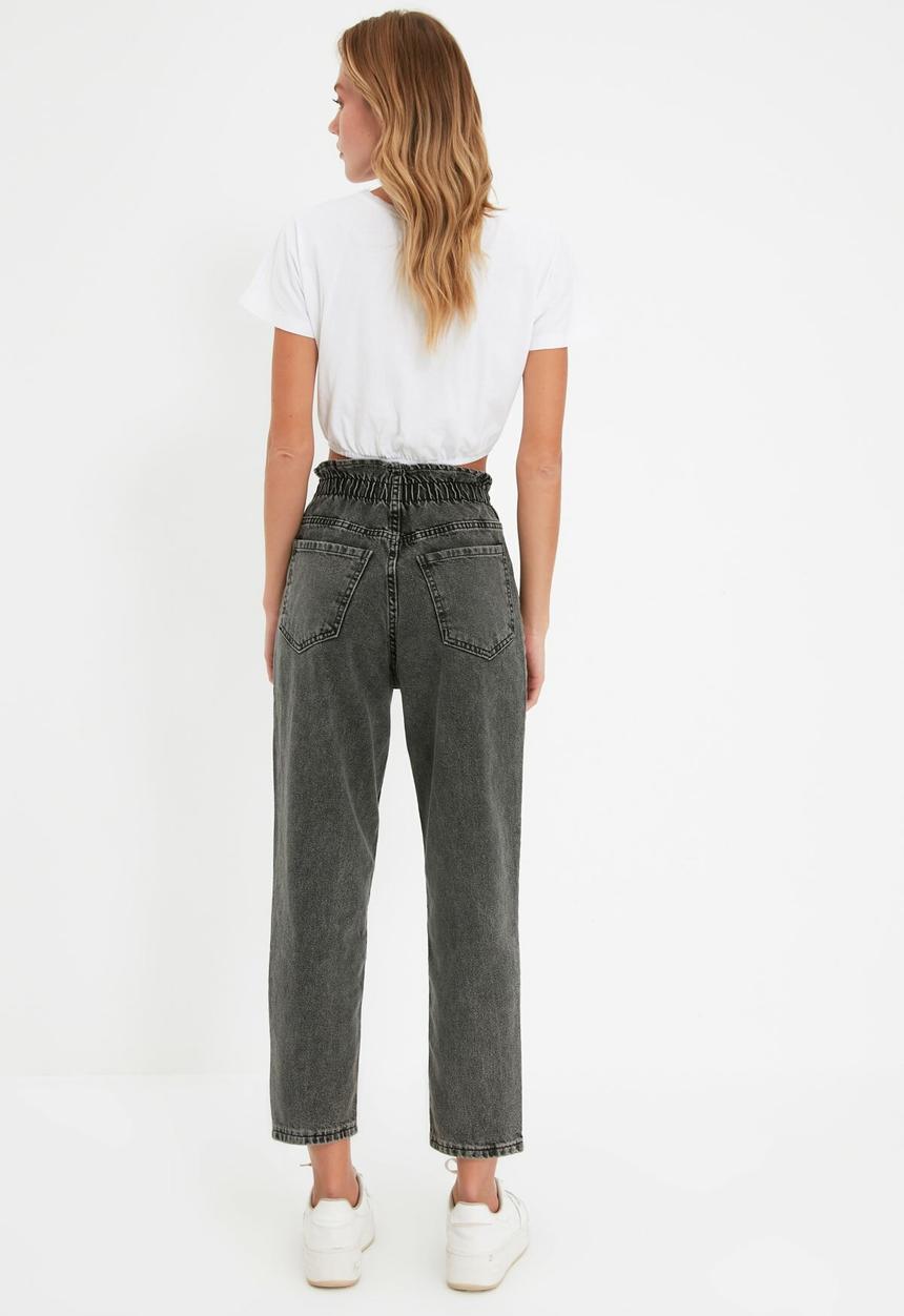 Trendyol - Waist detailed high waist mom jeans - anthracite