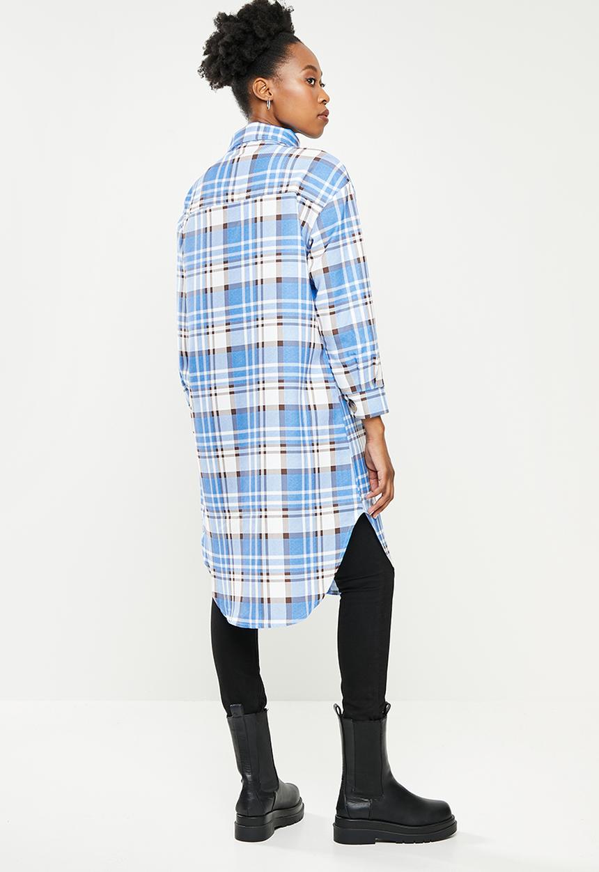 dailyfriday - Check longer length jacket - blue check