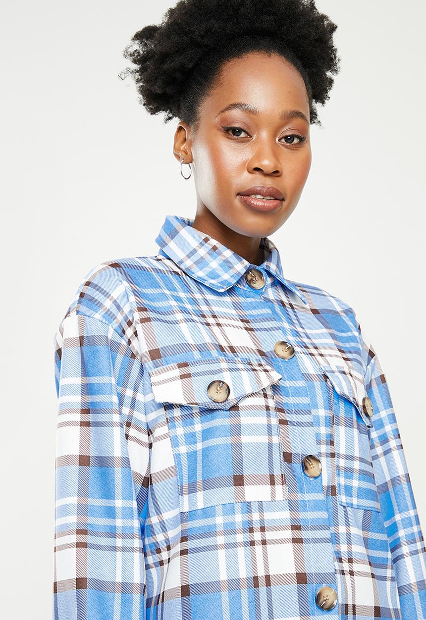 dailyfriday - Check longer length jacket - blue check