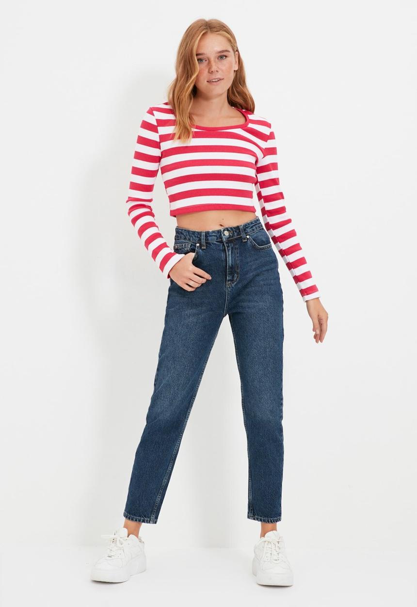 Trendyol - High waist mom jeans - blue