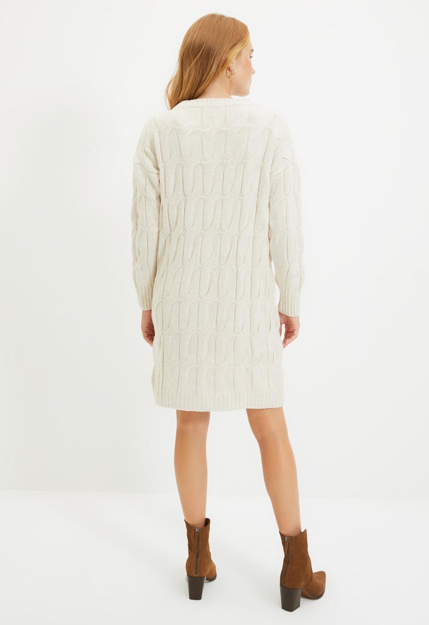 Trendyol - Knitted detailed knitwear dress - stone