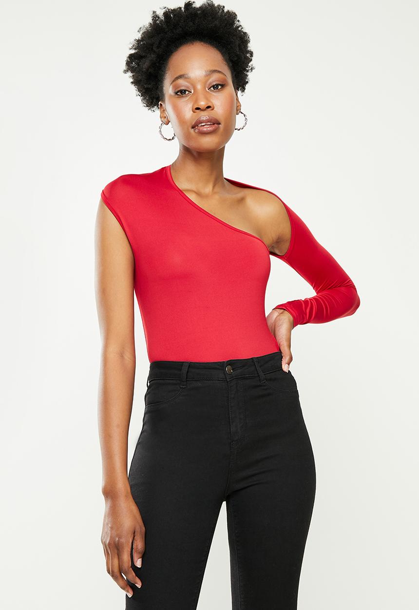 dailyfriday - One arm bodysuit - red