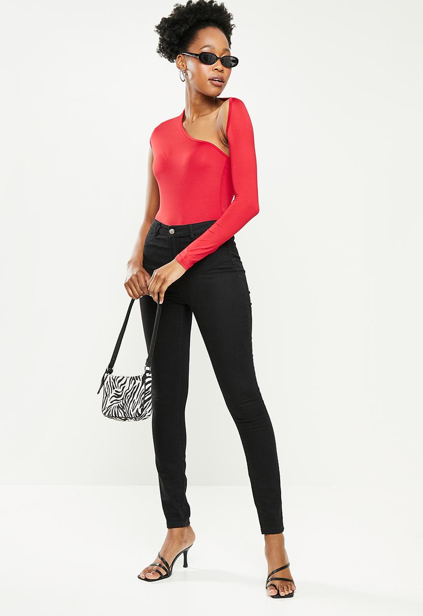 dailyfriday - One arm bodysuit - red