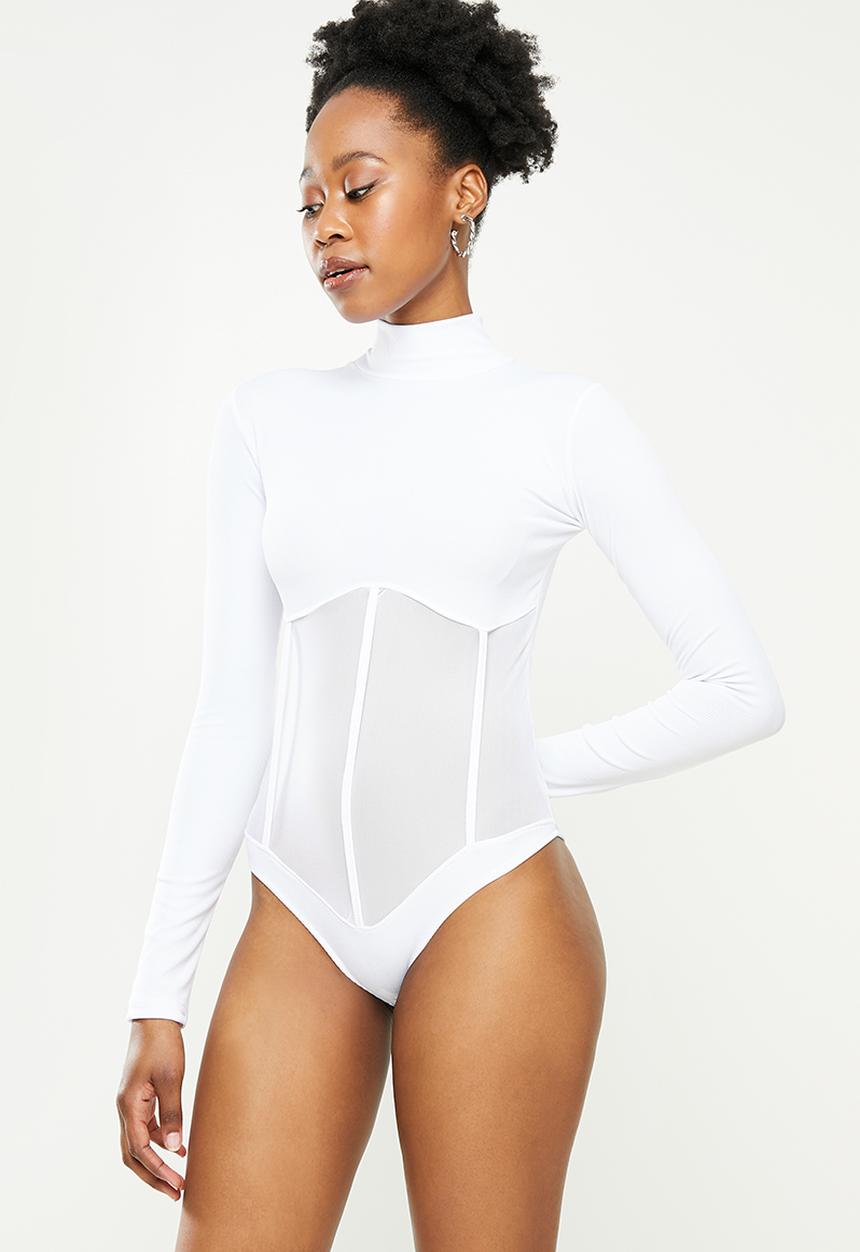 dailyfriday - Mesh insert bodysuit - white