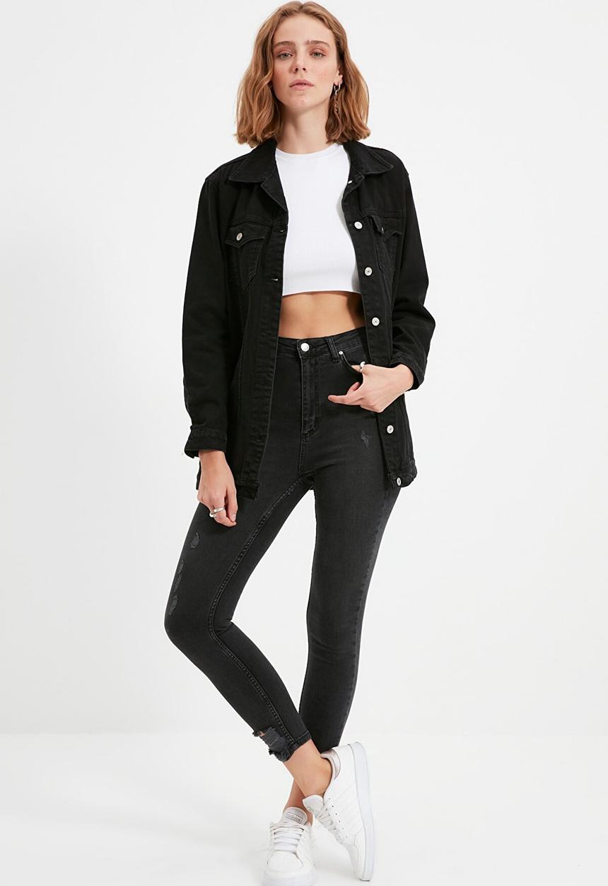Trendyol - Ripped high waist skinny jeans - black