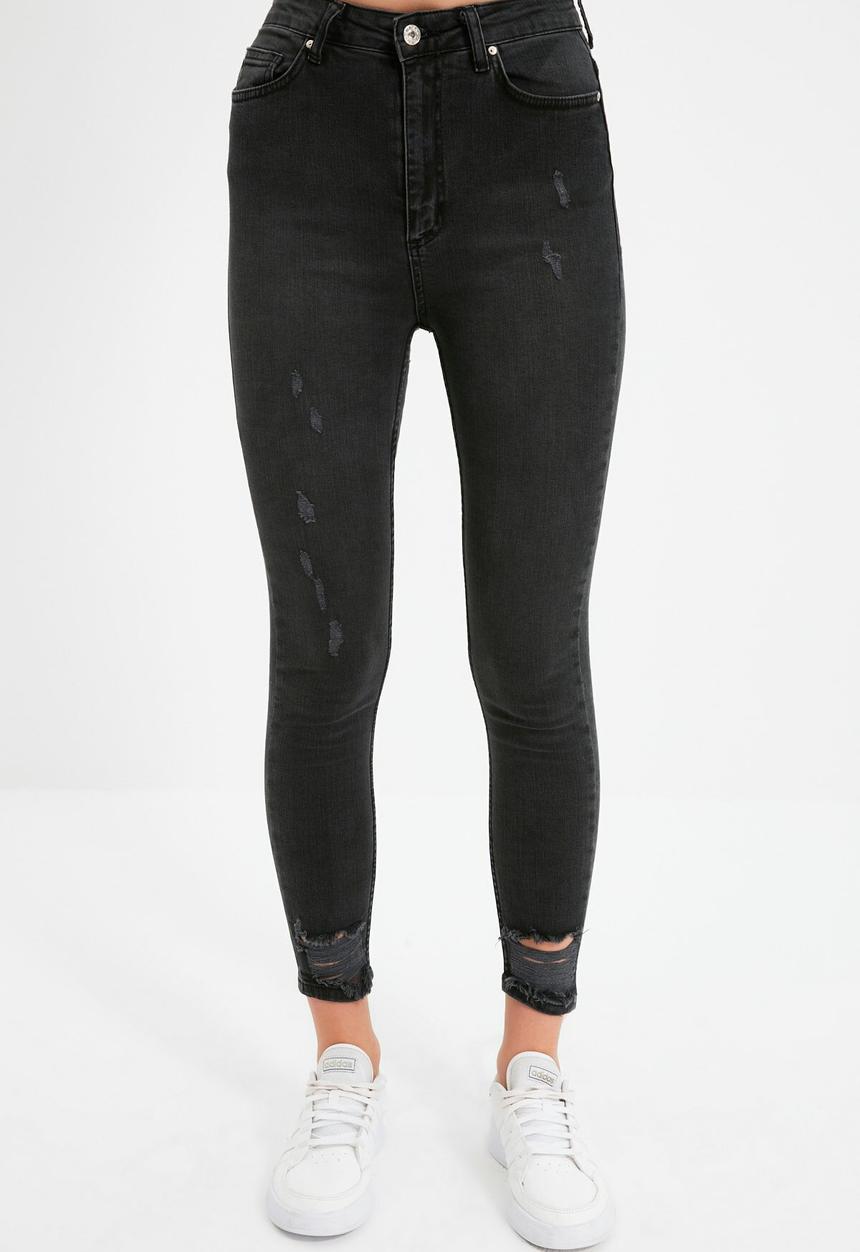 Trendyol - Ripped high waist skinny jeans - black