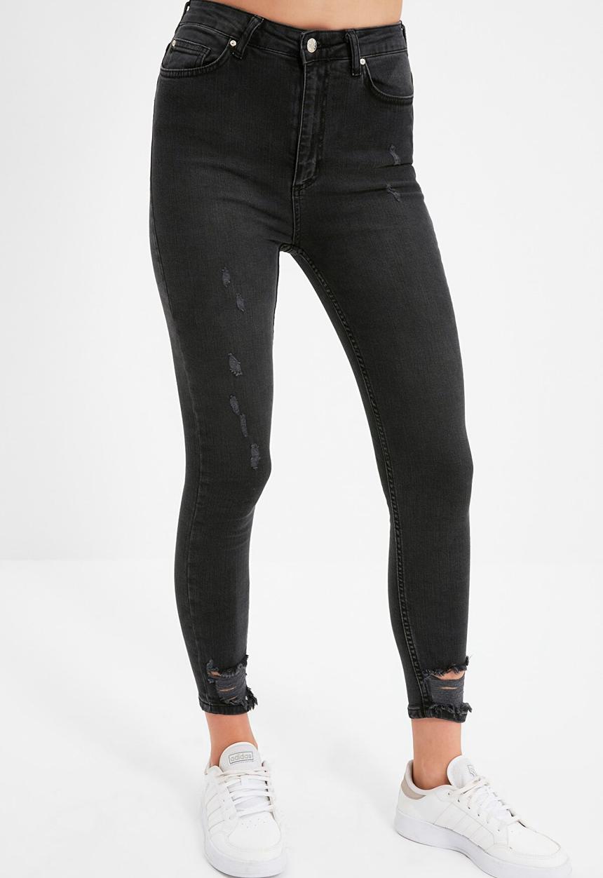 Trendyol - Ripped high waist skinny jeans - black