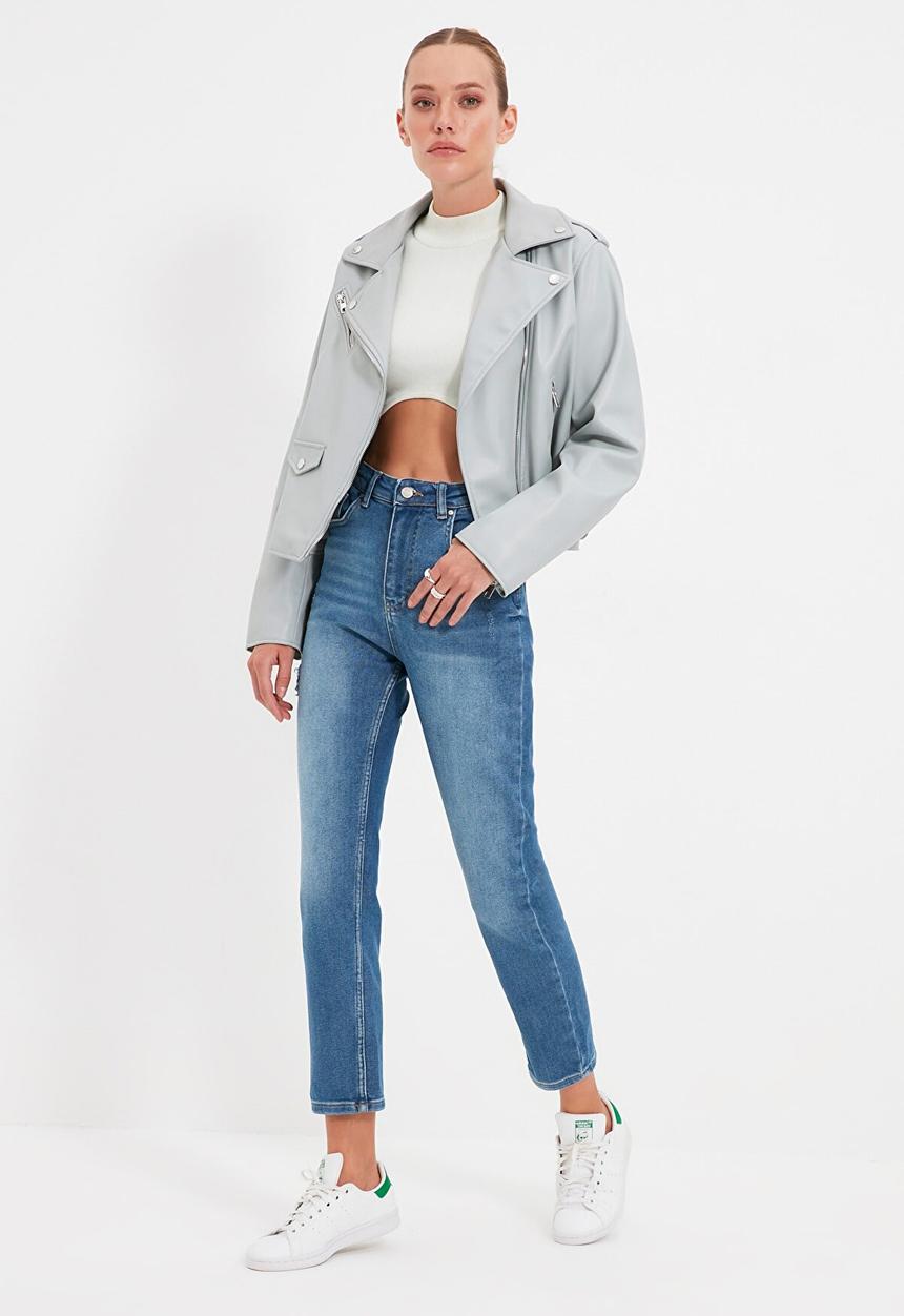 Trendyol - Ripped high waist slim fit jeans - navy