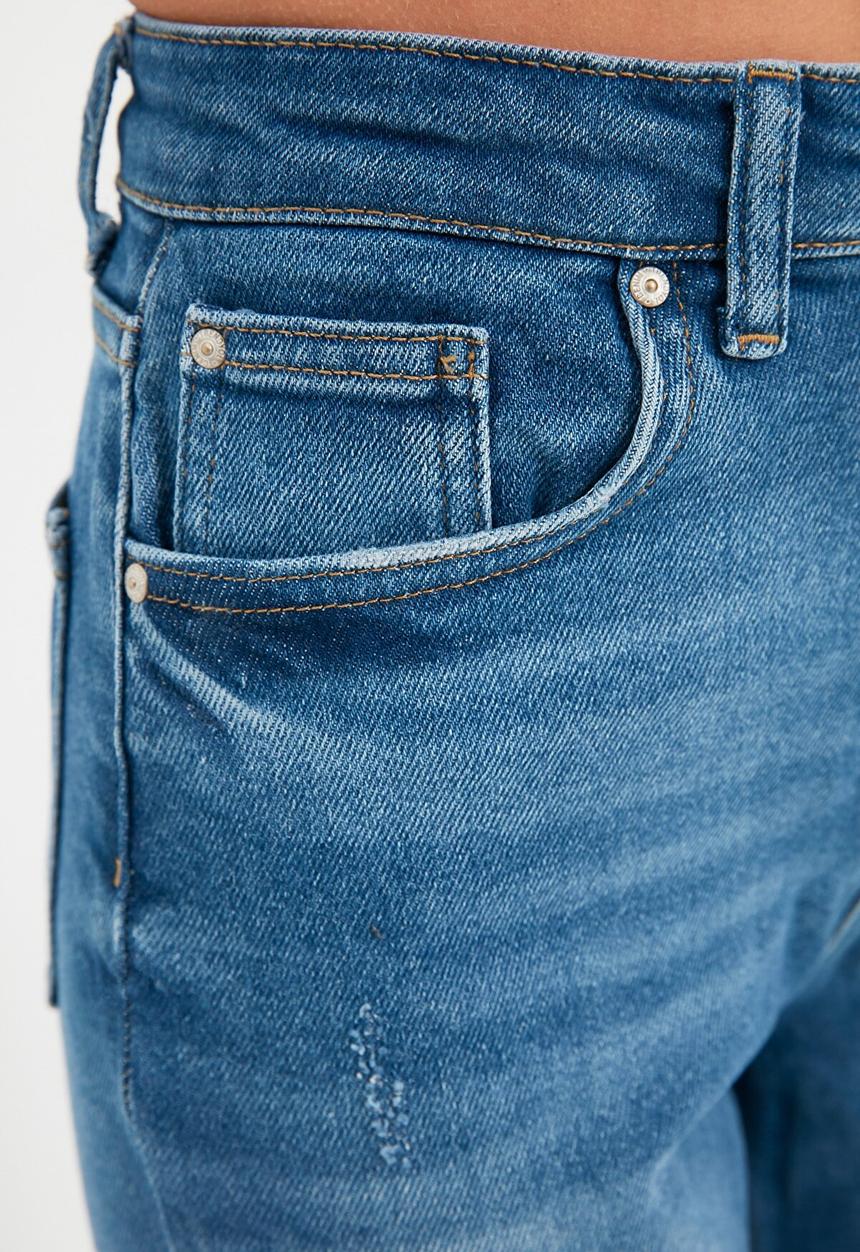 Trendyol - Ripped high waist slim fit jeans - navy