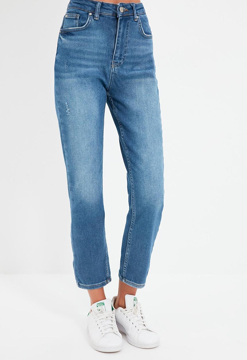 Trendyol - Ripped high waist slim fit jeans - navy