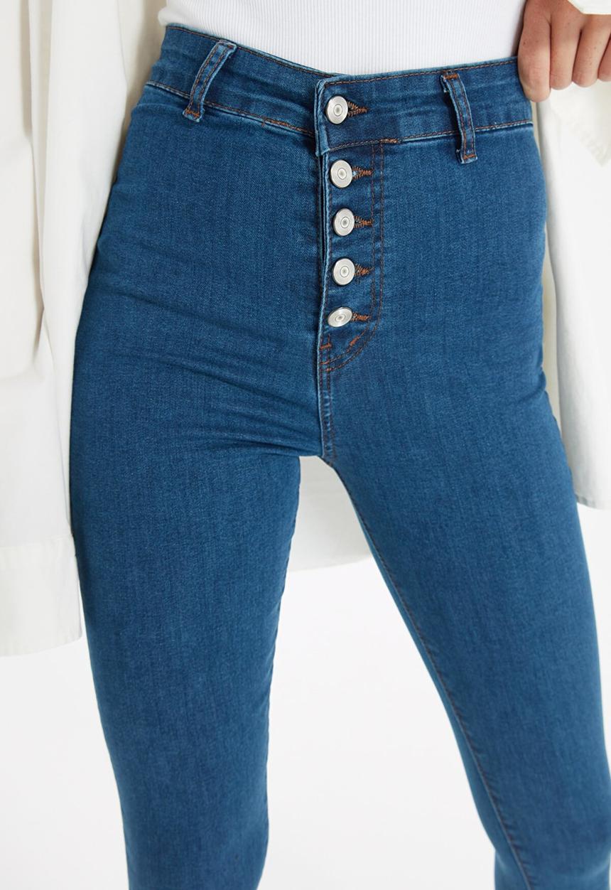 Trendyol - Front button jegging jeans - blue