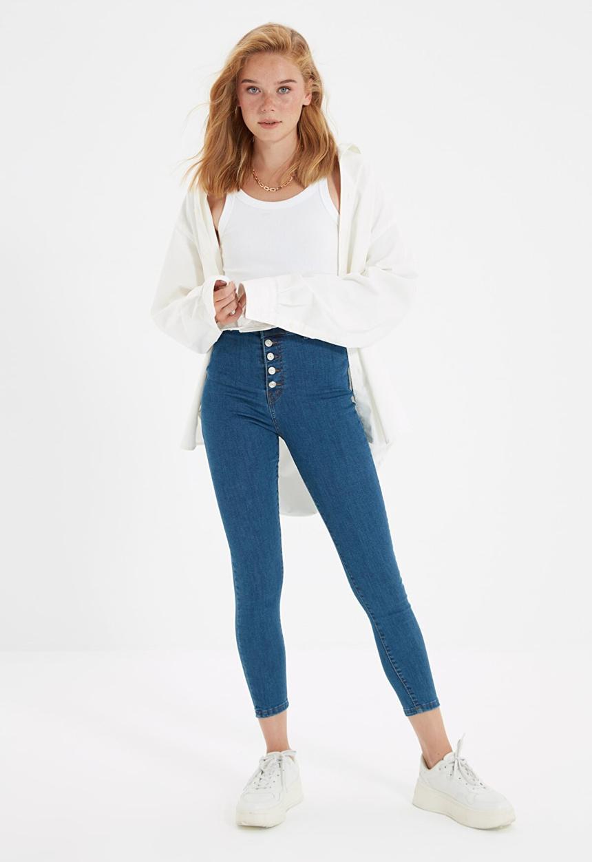 Trendyol - Front button jegging jeans - blue