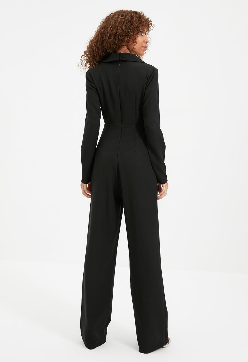 Trendyol - Cut out detailed jacket collar jumpsuit - black