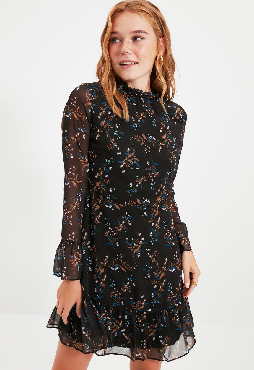 Trendyol - Floral pattern dress - black