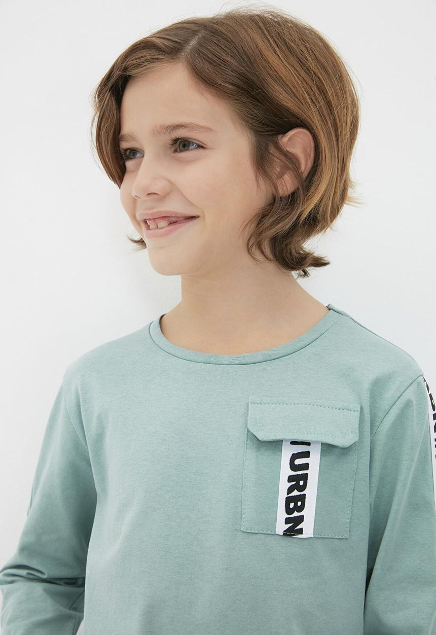 Trendyol - Long sleeve printed tee - green
