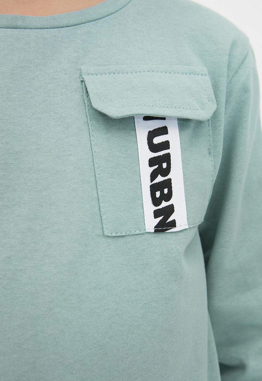 Trendyol - Long sleeve printed tee - green