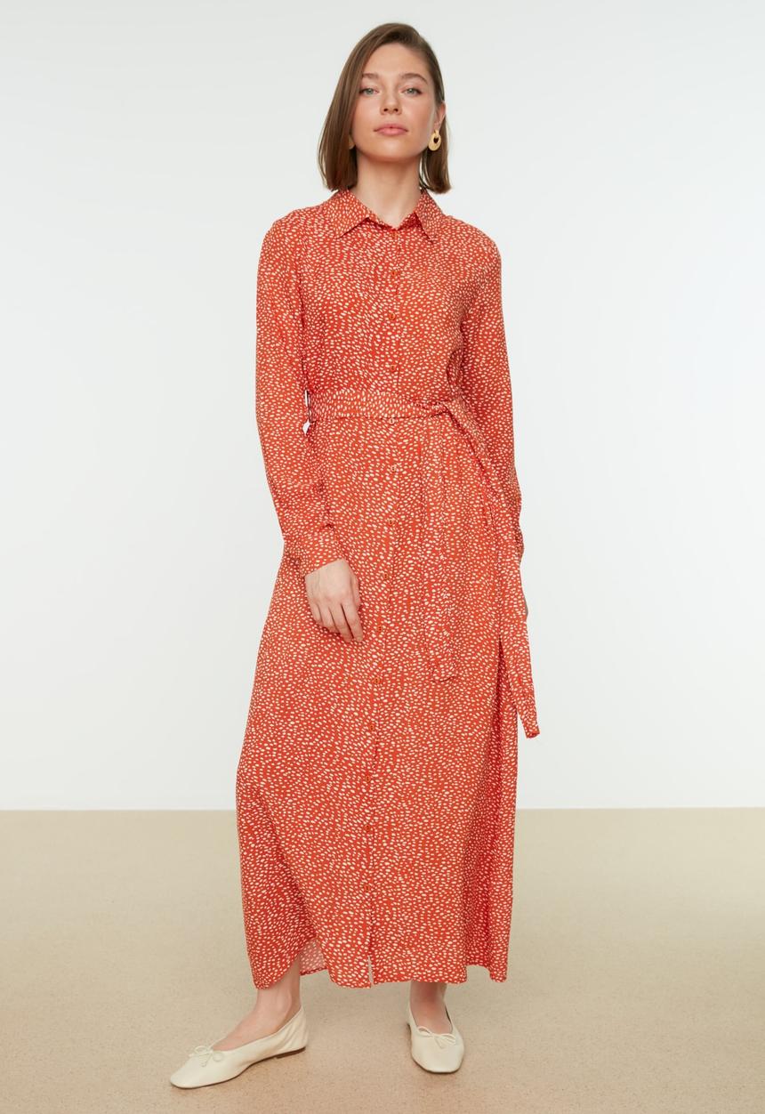 Trendyol - Shirt collar dress - cinnamon