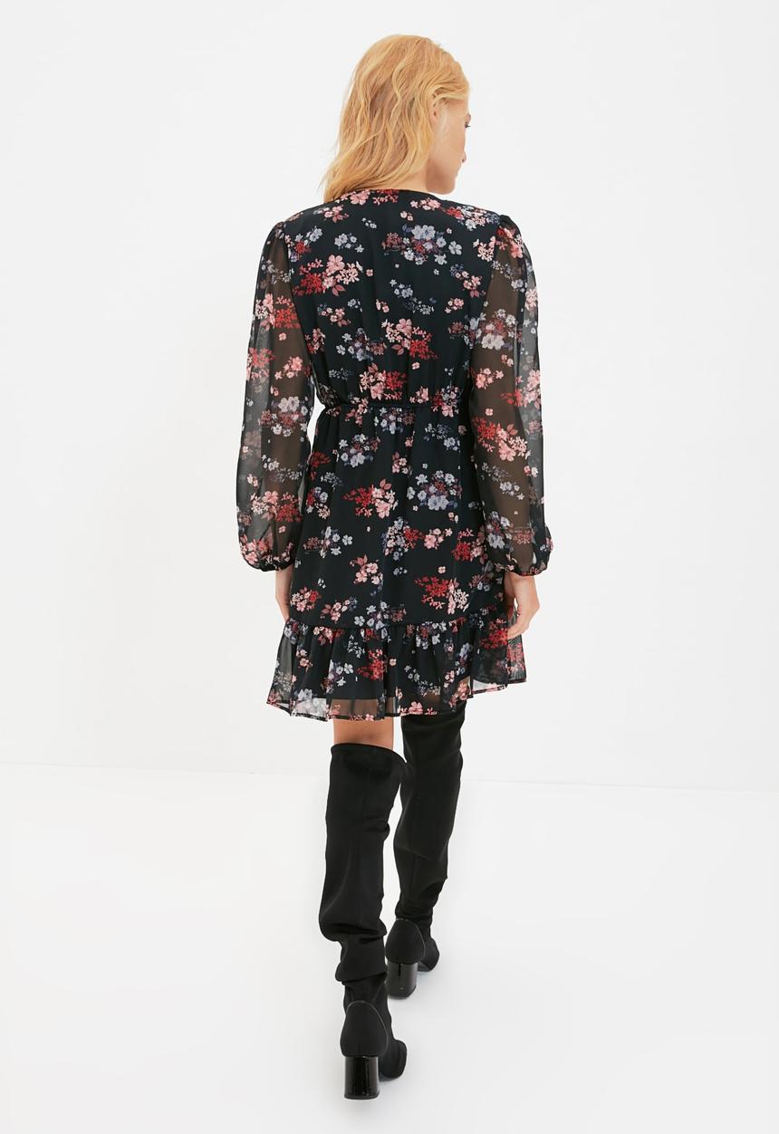 Trendyol - Double breasted collar dress - black