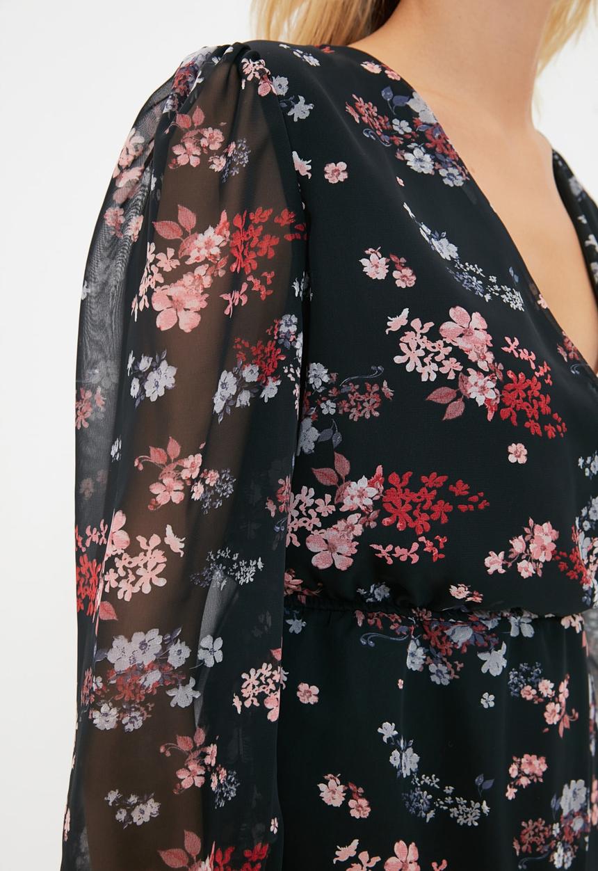 Trendyol - Double breasted collar dress - black