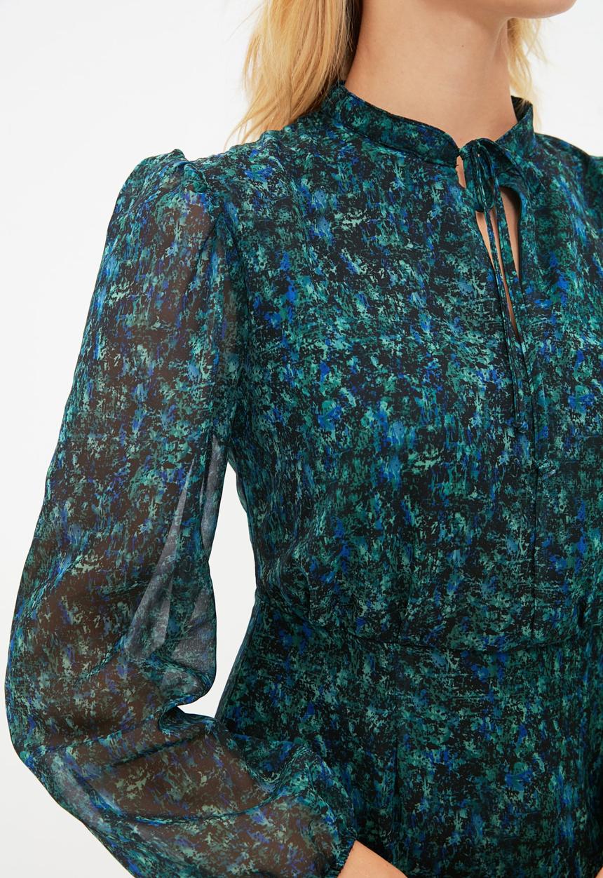 Trendyol - Patterned ruffle dress - green