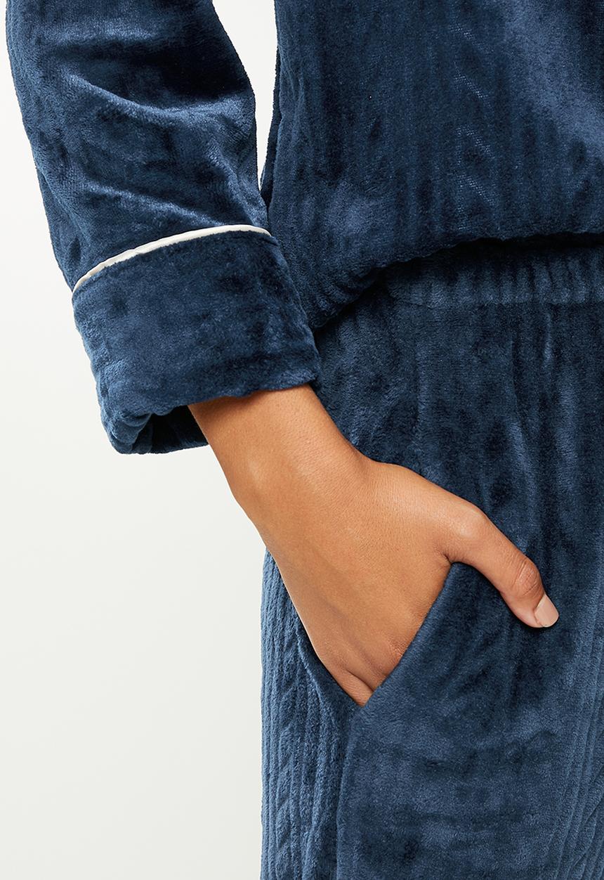 dailyfriday - Textured sleep shirt & pants set - navy