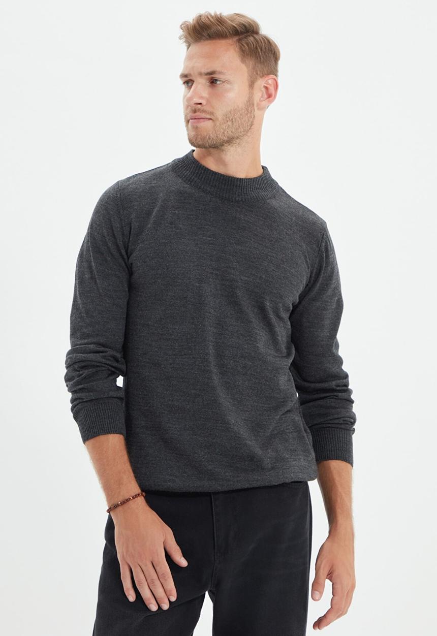 Trendyol - Chris high neck slim fit knit - anthracite