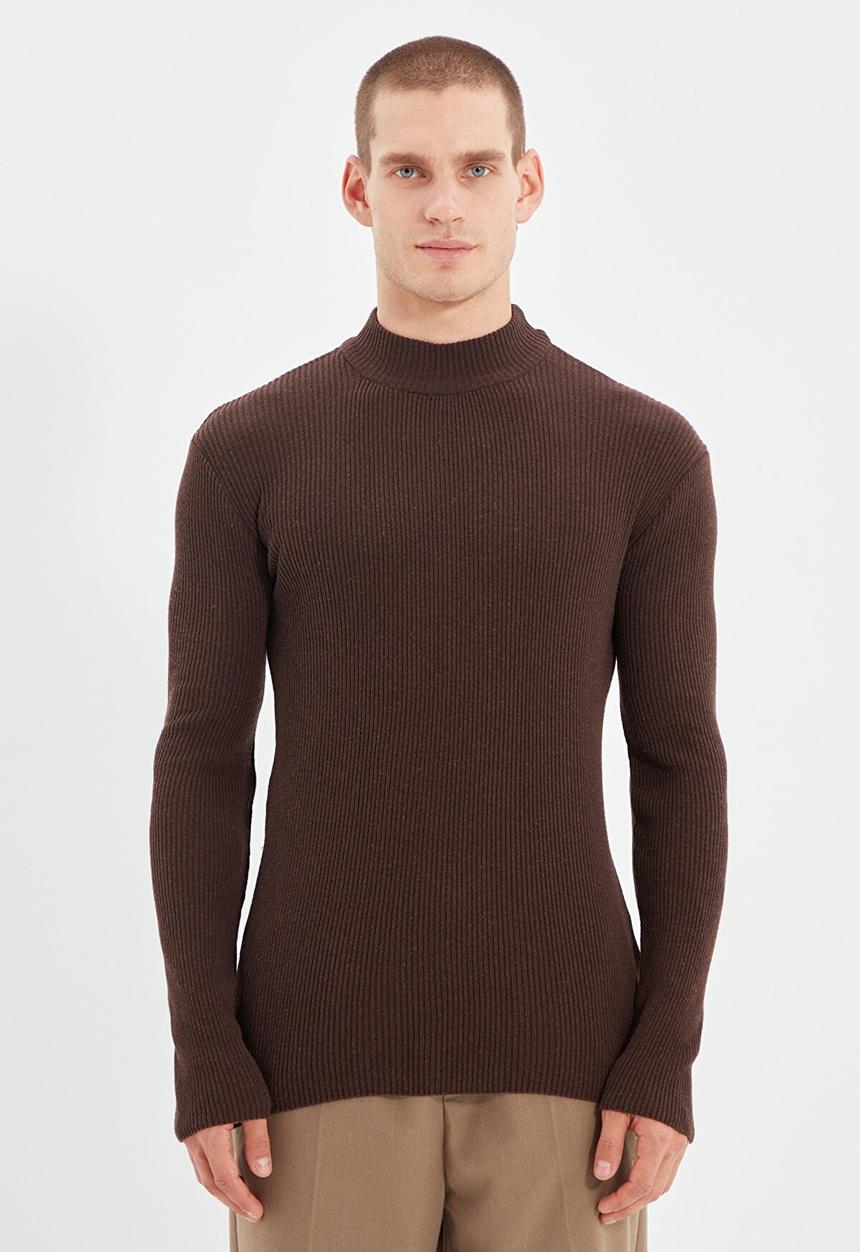 Trendyol - High neck slim fit knit - brown