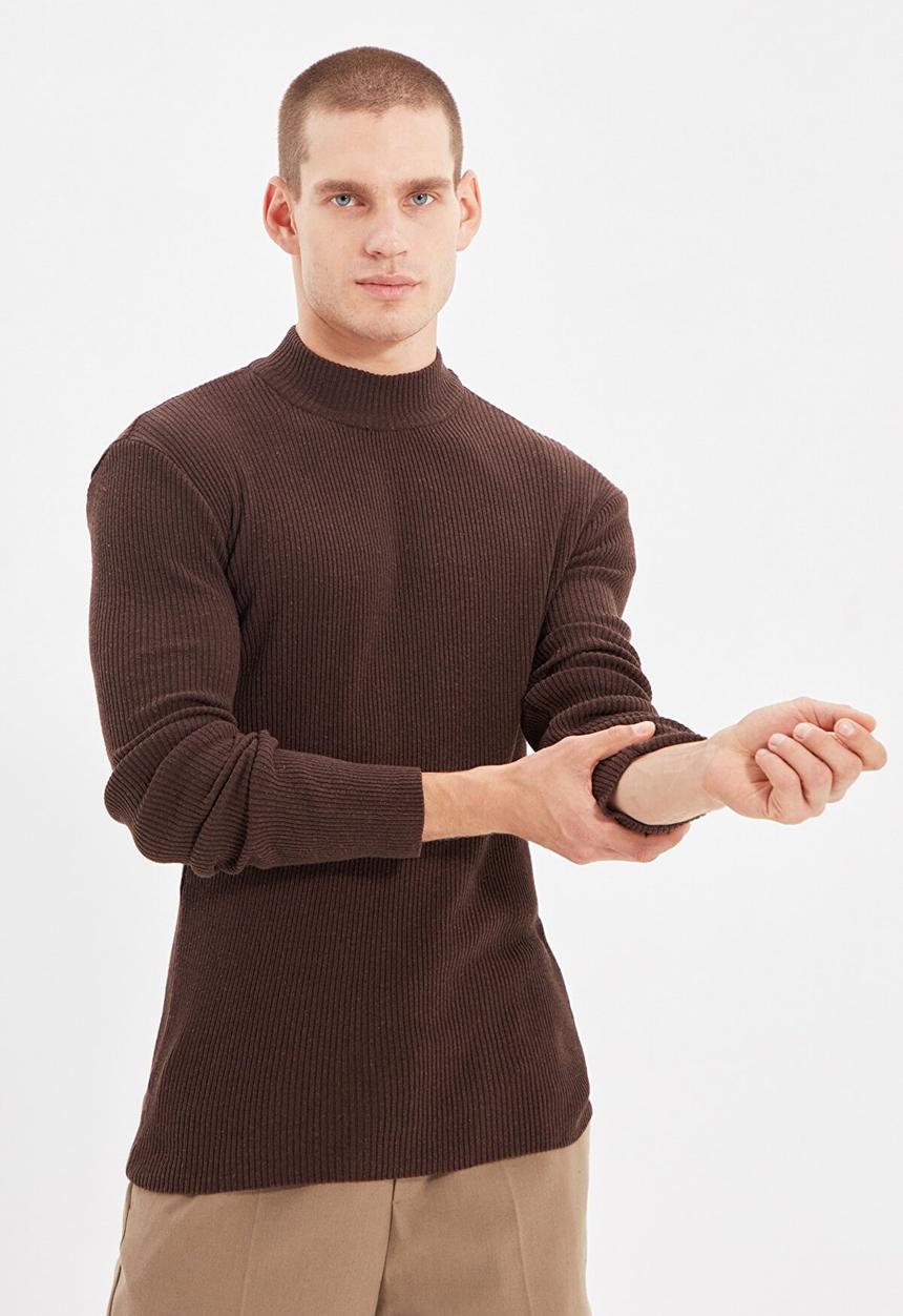 Trendyol - High neck slim fit knit - brown