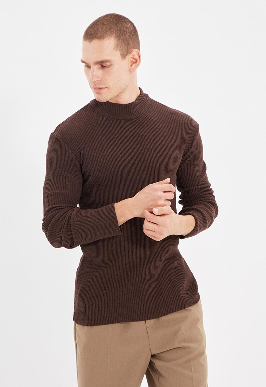 Trendyol - High neck slim fit knit - brown