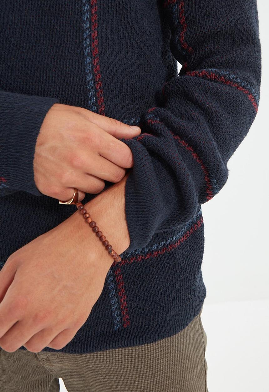 Trendyol - Slim fit check knit - navy