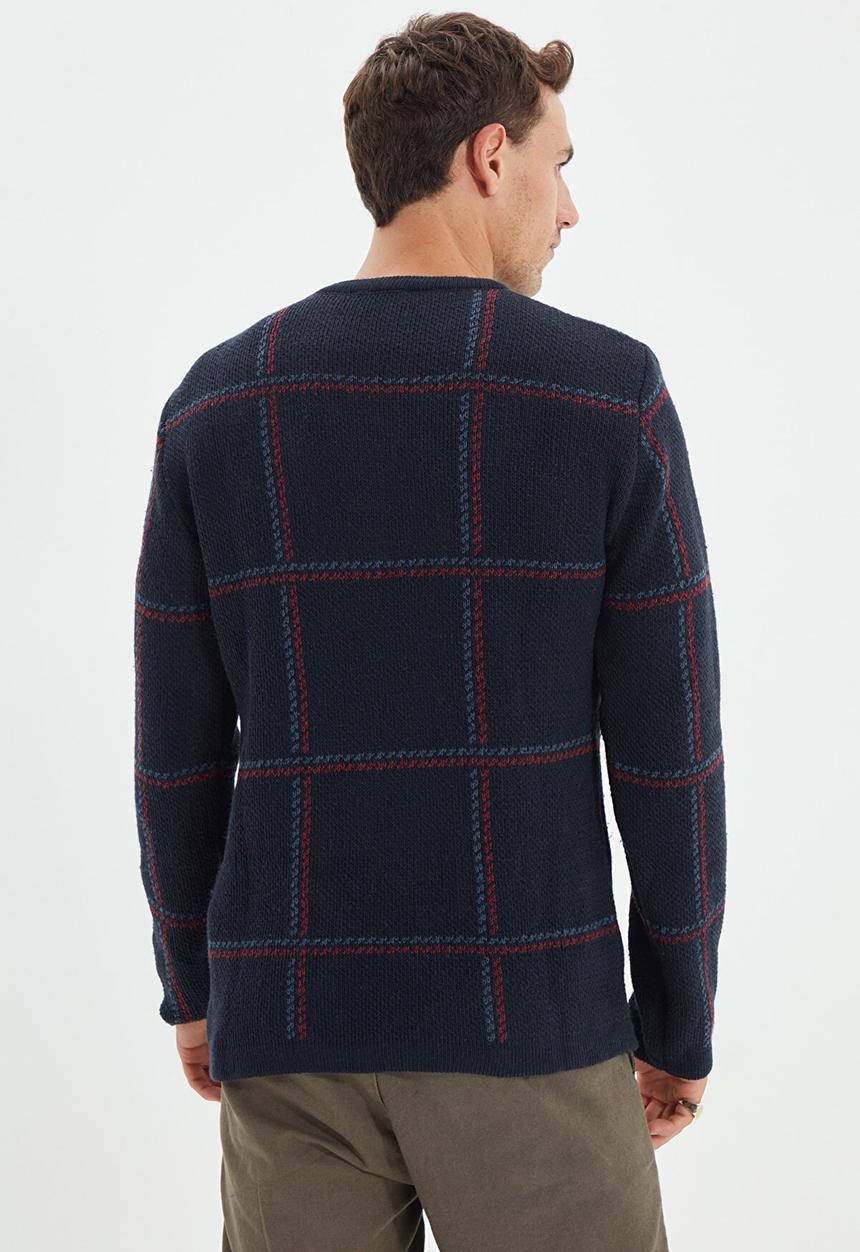 Trendyol - Slim fit check knit - navy