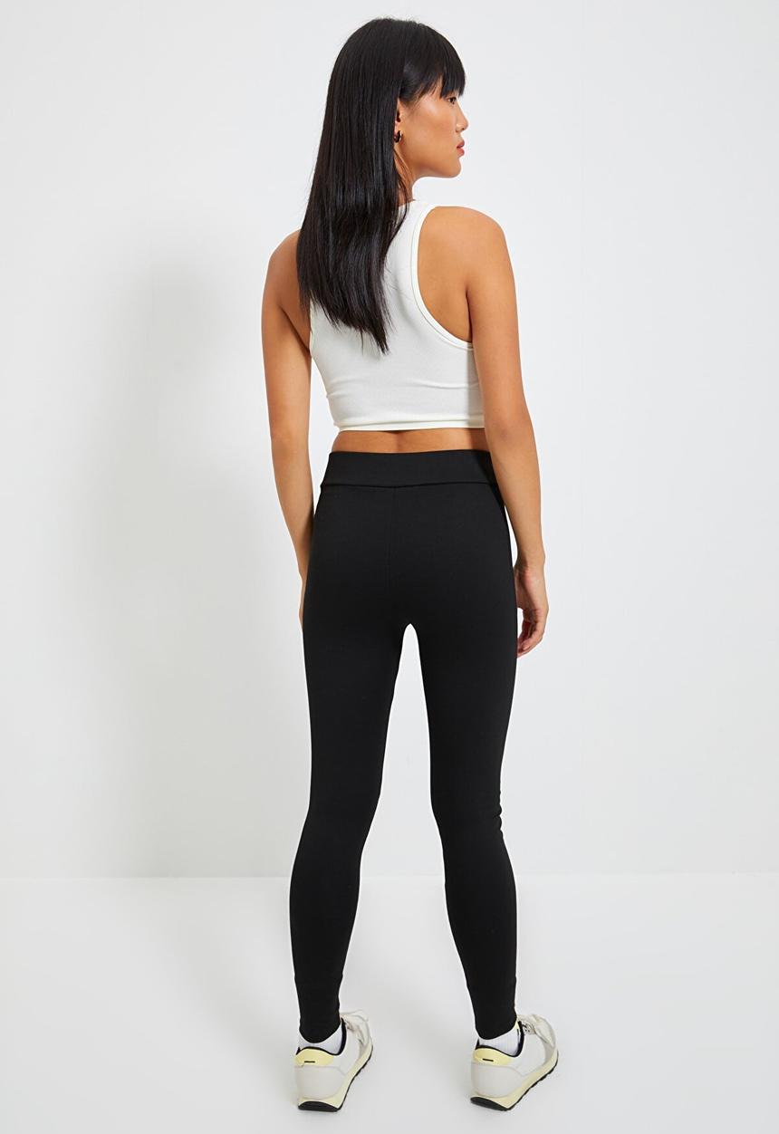 Trendyol - Waist cross detailed leggings - black