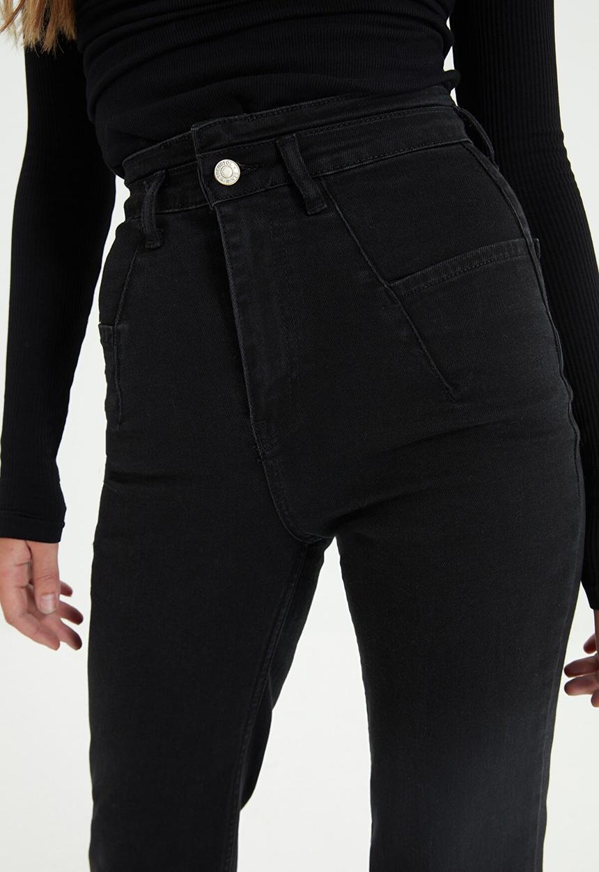 Trendyol - Stitch detail high waist jeans - black