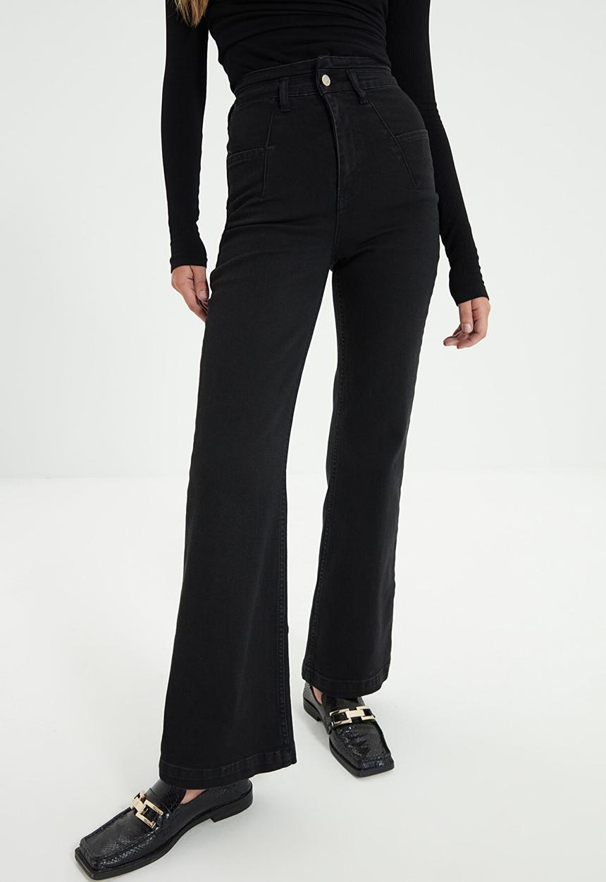 Trendyol - Stitch detail high waist jeans - black